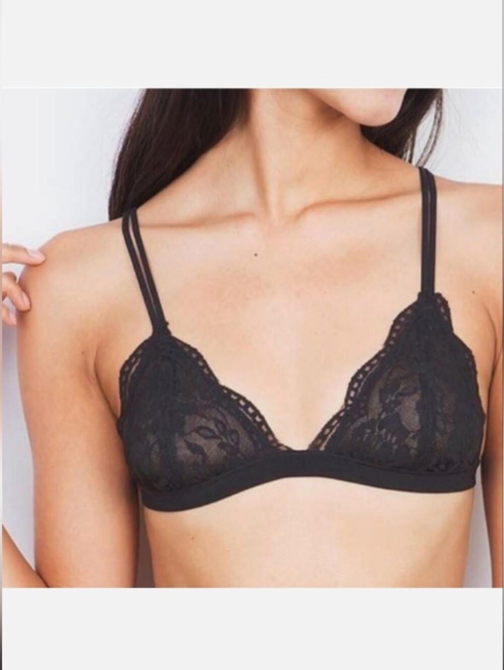 Anemone Floral Lace Triangle Bra - Black